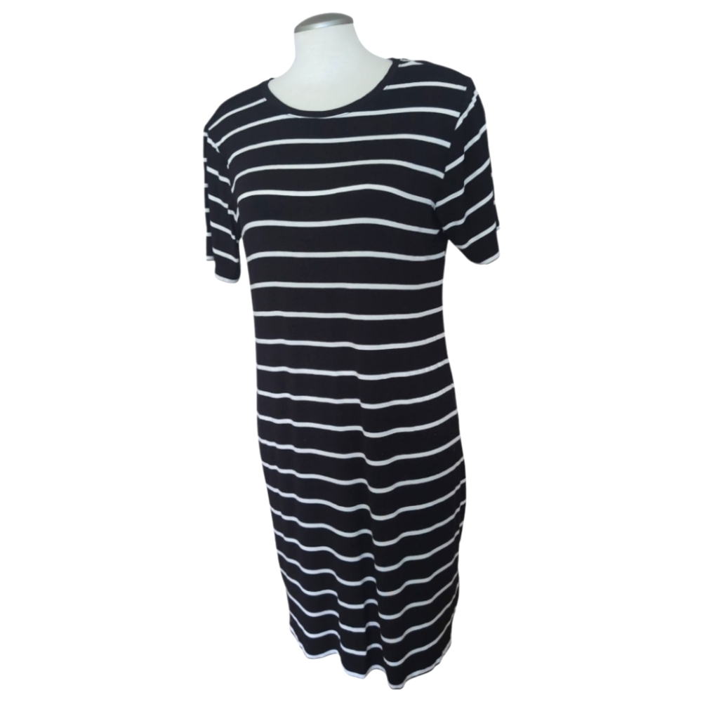 BCBG Generation T-shirt Dress Black & White Stripes Shift Dress Large